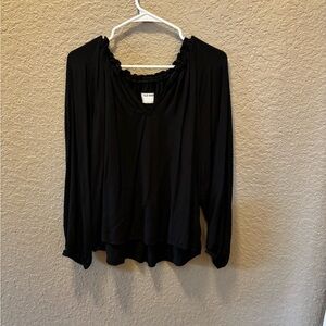 Old Navy Black Long-Sleeve Ruffle-Trim Blouse